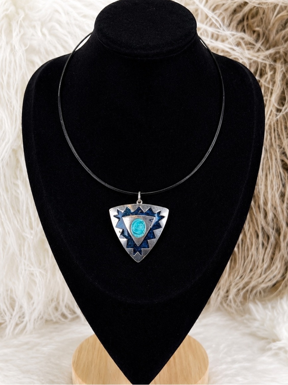 Vintage tribal chic aged Silvertone choker southwestern style necklace